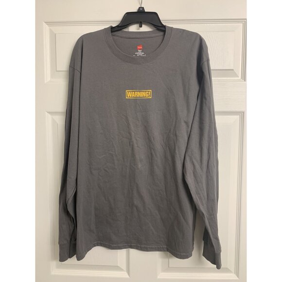 Warning Fishing Angler Long Sleeve Shirt Cotton Size L Outdoor - Picture 3 of 7